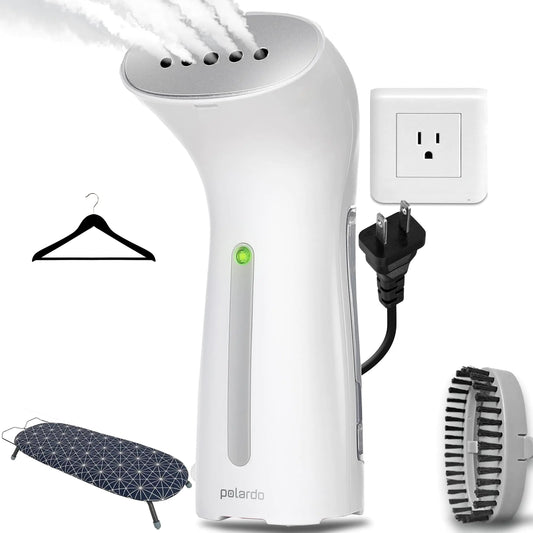 Portable Travel Garment Steamer for Clothes Metal Steam Head 25s Heat Up Pump System Mini Size Handheld Steamer for Any Fabrics No Water Spitting 120V