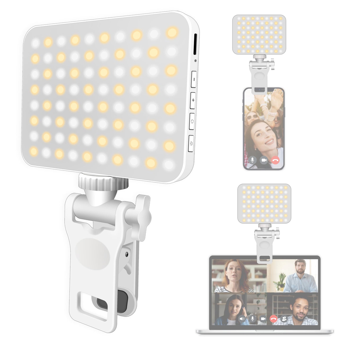 Wisiny 80 LED Rechargeable Selfie Light for Phone Clip on high Power Portable Phone Ring Light for iPhone and Computer Camera Photography Zoom Meetings Three Modes Adjustable Brightness (White)