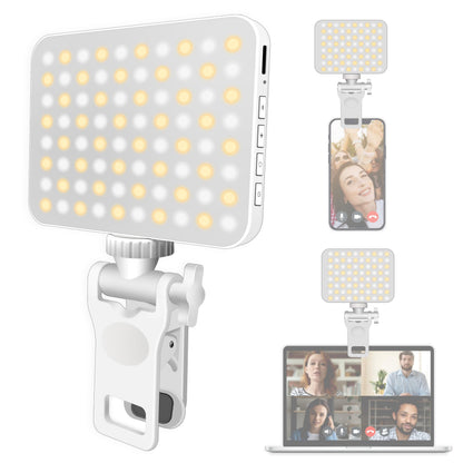 Wisiny 80 LED Rechargeable Selfie Light for Phone Clip on high Power Portable Phone Ring Light for iPhone and Computer Camera Photography Zoom Meetings Three Modes Adjustable Brightness (White)